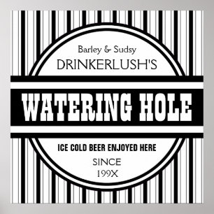 Funny Personalised Watering Hole Home Bar Sign