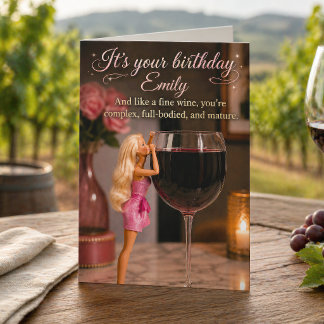 Funny Personalised Wine Lover Doll Birthday Card