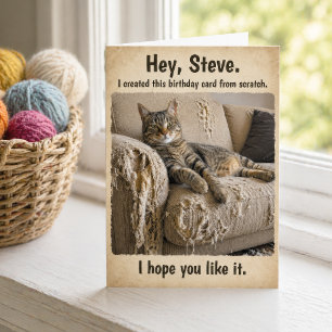 Funny Personalized Cat Couch Birthday Card