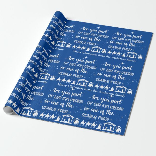 Funny Personalized Christian Christmas Nativity Wrapping Paper (Unrolled)