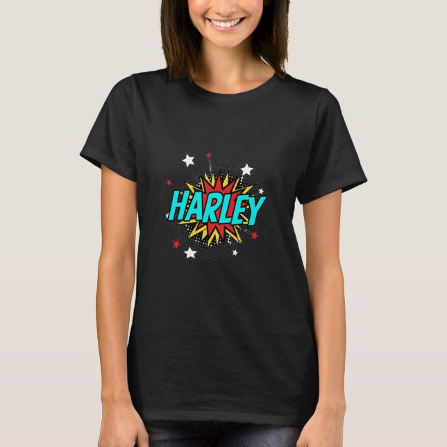 Funny Personalized Name Comic Pop Art Superhero Ha T-Shirt (Front)