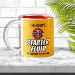 Funny Personalized Starter Fluid Two-Tone Coffee Mug<br><div class="desc">Funny starter fluid label with your name personalized right on it!</div>