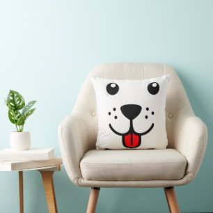 Funny Pet Animal Dog Puppy Happy Emoticon Face Cushion