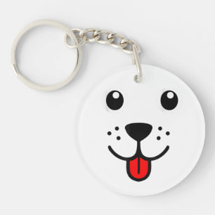 Funny Pet Animal Dog Puppy Happy Emoticon Face Key Ring