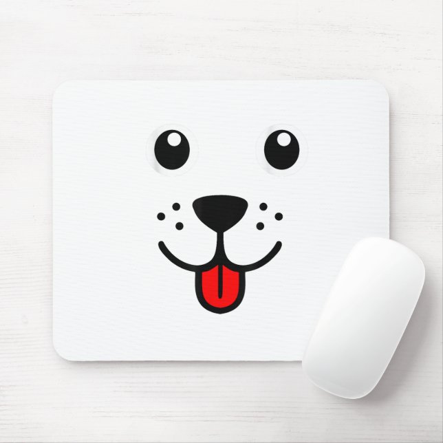 Funny Pet Animal Dog Puppy Happy Emoticon Face Mouse Pad (With Mouse)