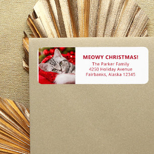 Funny Pet Cat Photo Christmas Return Address Label