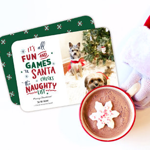 Funny Pet Christmas Card, Naughty list Holiday Card