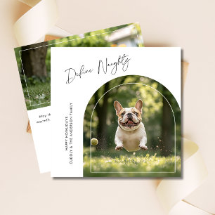 Funny Pet Define Naughty Dog Christmas Arch Photo Holiday Card
