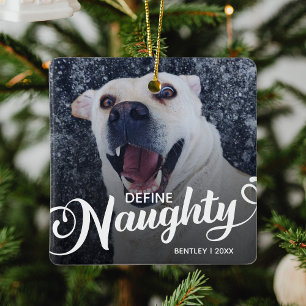 Funny Pet Dog Christmas Photo Ceramic Ornament