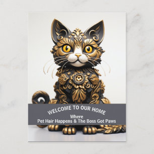 Funny pet friendly home warning Boss Cat Postcard