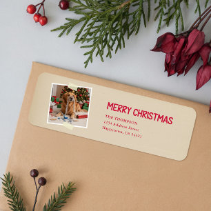 Funny Pet Golden Retriever Photo Dog Christmas Return Address Label