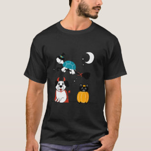 Funny Pet Halloween Costumes Dog Black Cat Cute T-Shirt