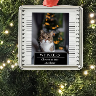 Funny Pet Mug Shot Metal Ornament