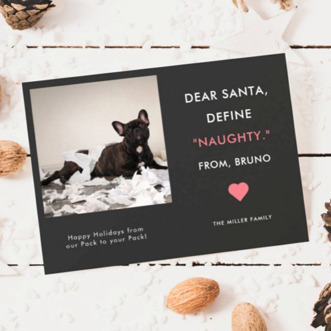 Funny Pet Photo Christmas | Define Naughty Holiday Card (Creator Uploaded)