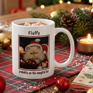 Funny Pet Photo Christmas Naughty List Coffee Mug