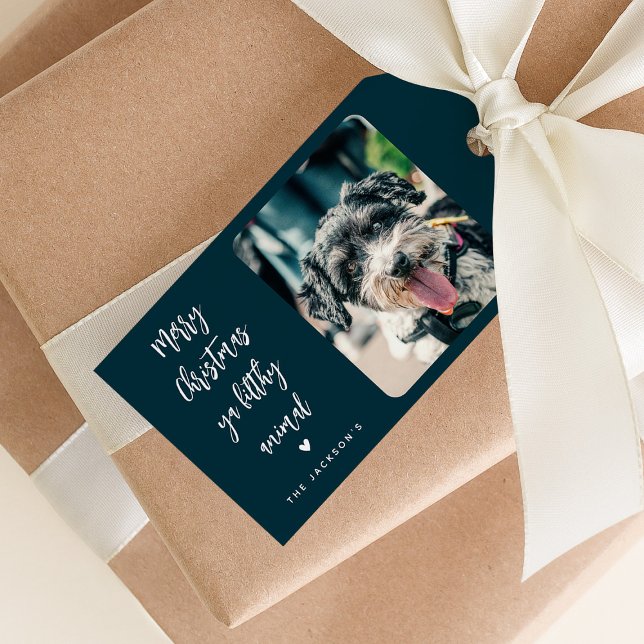 Funny Pet Photo Merry Christmas  Gift Tags (Creator Uploaded)