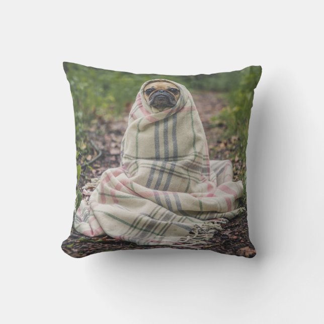 Funny Pet PUG gift idea - phone home Cushion (Front)