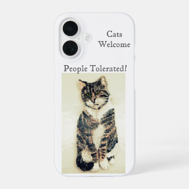 Funny Pet Quote Tabby Cat iPhone 16 Case (Back)