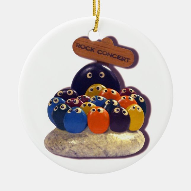 Funny  Pet Rock Concert kitsch 1970's fad ornament (Front)