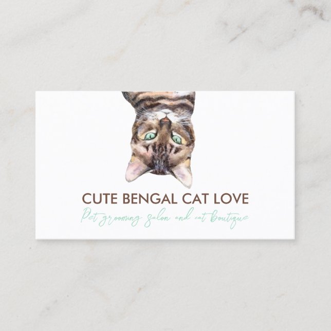 Funny Pet Sitter Bengal Cat Business Card (Front)