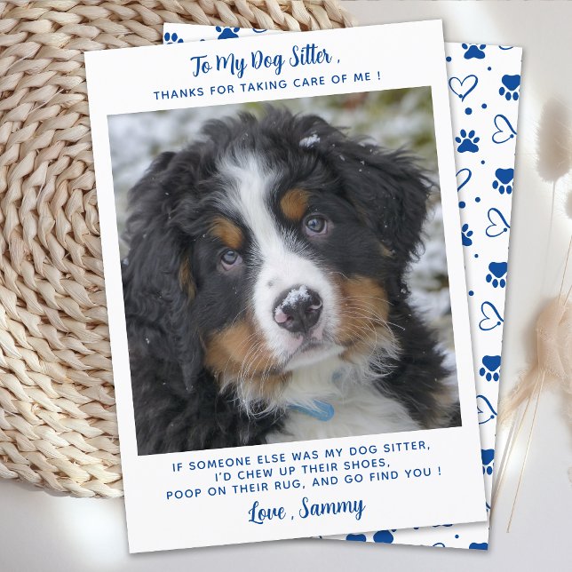 Funny Pet Sitter Custom Dog Puppy Photo Thank You Card (Creator Uploaded)