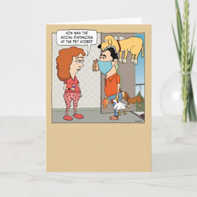 Funny Pet Store Social Distancing Birthday Card (Front)