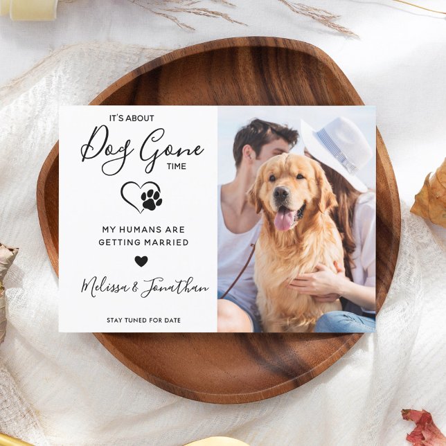 Funny Pet Wedding Modern Photo Dog Engagement  Announcement (Creator Uploaded)