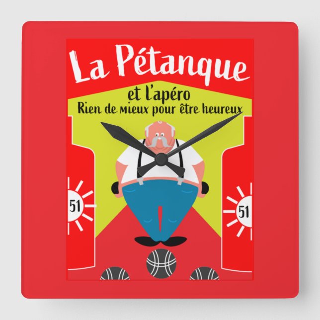 funny Pétanque gifts Square Wall Clock (Front)