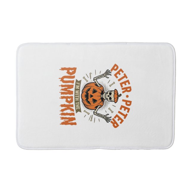 Funny Peter Peter Pumpkin Halloween Skeleton Shirt Bath Mat (Front)