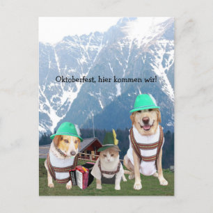 Funny Pets Oktoberfest Postcard