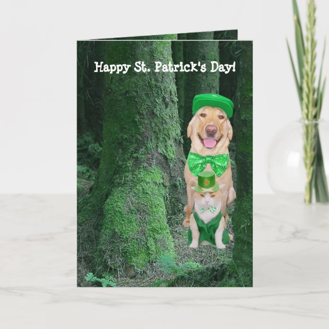 Funny Pets St. Patrick Card (Front)