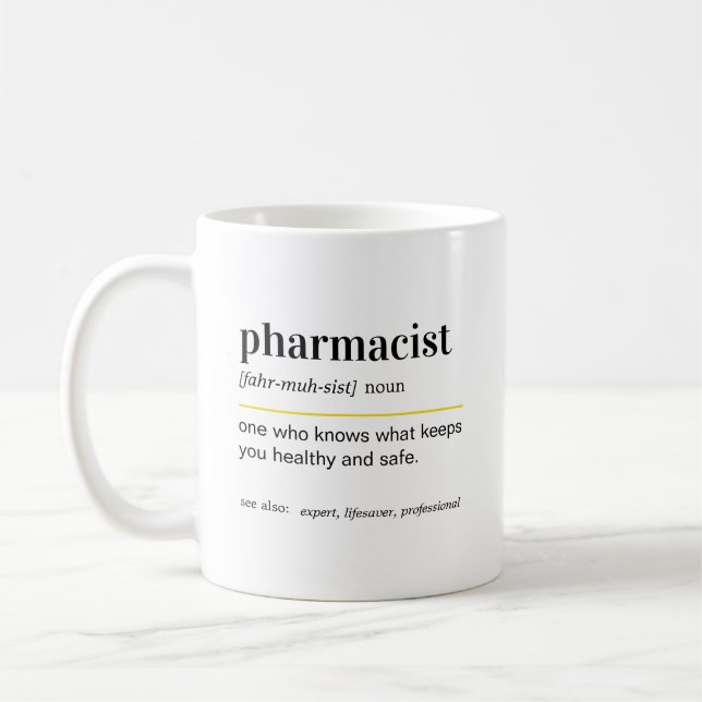 Funny pharmacist Definition Gift Coffee Mug (Left)