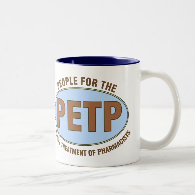 Funny Pharmacist Gifts Unique "PETP" Deisgn Two-Tone Coffee Mug (Right)