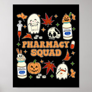 Funny Pharmacy Squad Halloween Pharmacist Tech Cow Poster