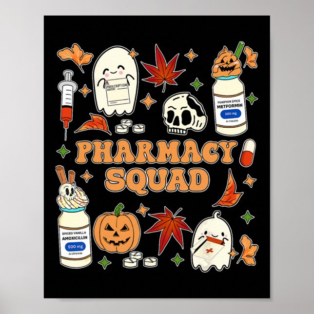 Funny Pharmacy Squad Halloween Pharmacist Tech Cow Poster (Front)