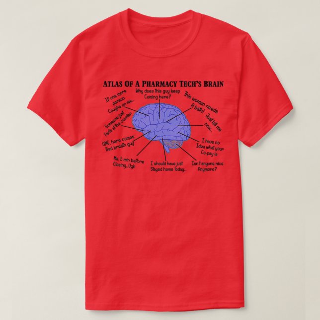 Funny Pharmacy Tech Brain T-Shirt (Design Front)