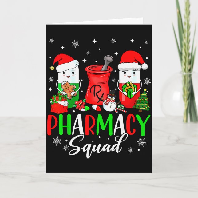 Funny Pharmacy Tech Squad Christmas Matching Holid Card (Front)