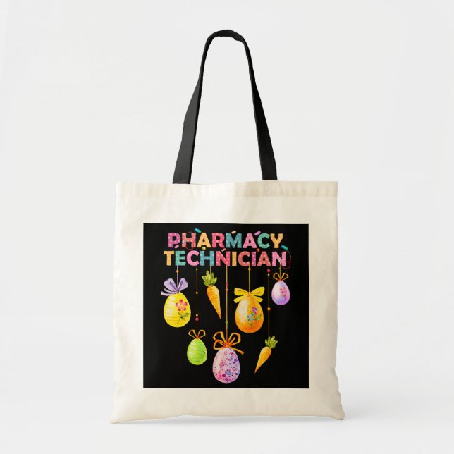 Funny Pharmacy Technician Bunny Pharmacist Happy Tote Bag (Front)