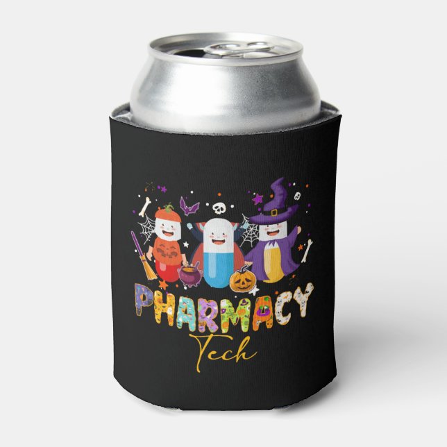 Funny Pharmacy Technician Pharmacist Halloween Can Cooler (Can Front)