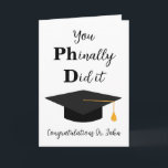 funny phd graduation cards<br><div class="desc">Celebrate the culmination of years of hard work and dedication with our Funny PhD Graduation Cards! Perfect for adding a touch of humour to the momentous occasion, these cards are designed to bring smiles and laughter to new PhD graduates. Each card features clever jokes, witty illustrations, and light-hearted puns that...</div>