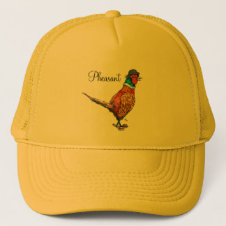 Funny pheasant in hat