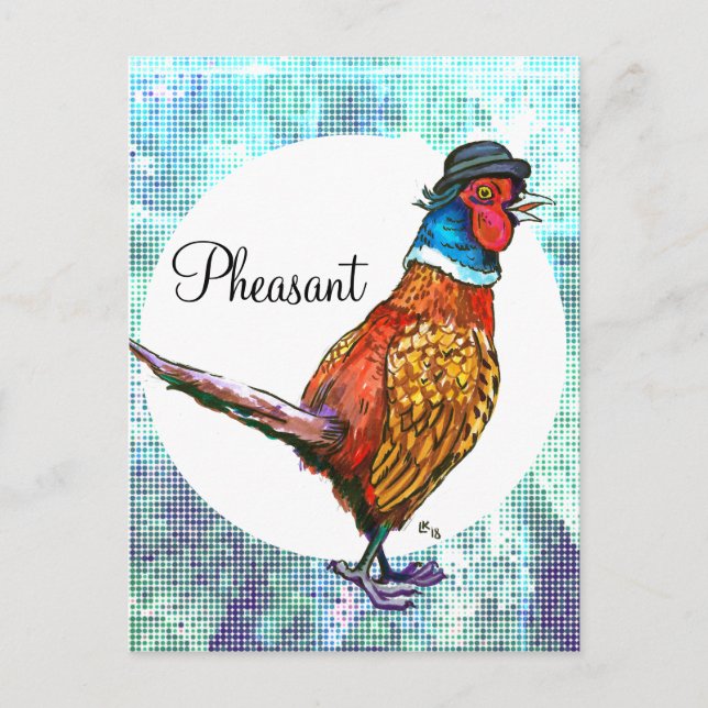Funny pheasant in hat postcard (Front)