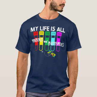 Funny Phlebotomist Phlebotomy Rainbows and Butterf T-Shirt