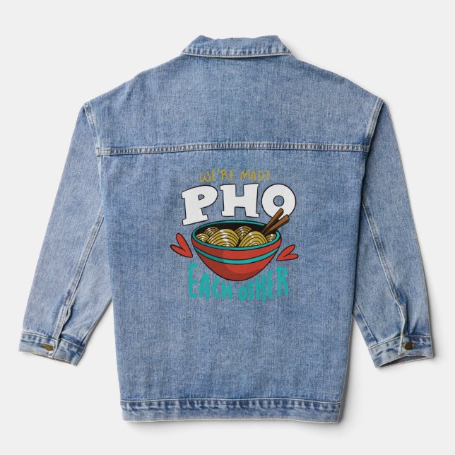 Funny Pho Each Other Denim Jacket (Back)