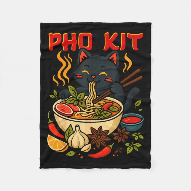 Funny Pho Kit Black Cat Halloween Costume Family M Fleece Blanket (Front)
