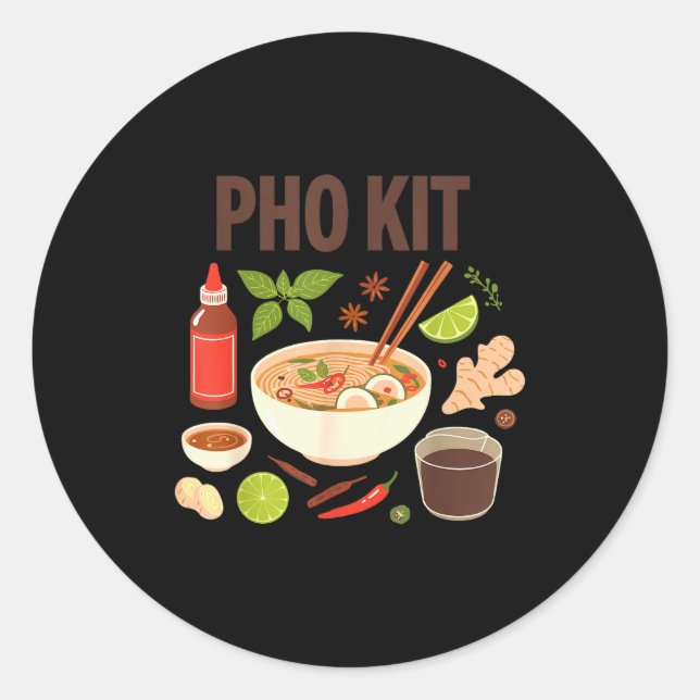 Funny Pho Kit  Classic Round Sticker (Front)