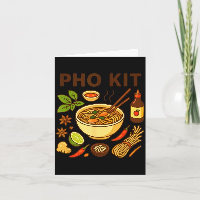Funny Pho Kit Noodle Bowl Pun With Ingredients Ill Card (Front)