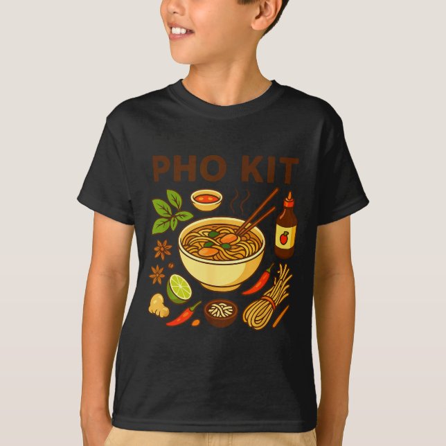 Funny Pho Kit Noodle Bowl Pun With Ingredients Ill T-Shirt (Front)