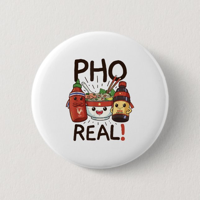 Funny Pho Threads Co. Fun Vietnamese Pho Noodle So 6 Cm Round Badge (Front)