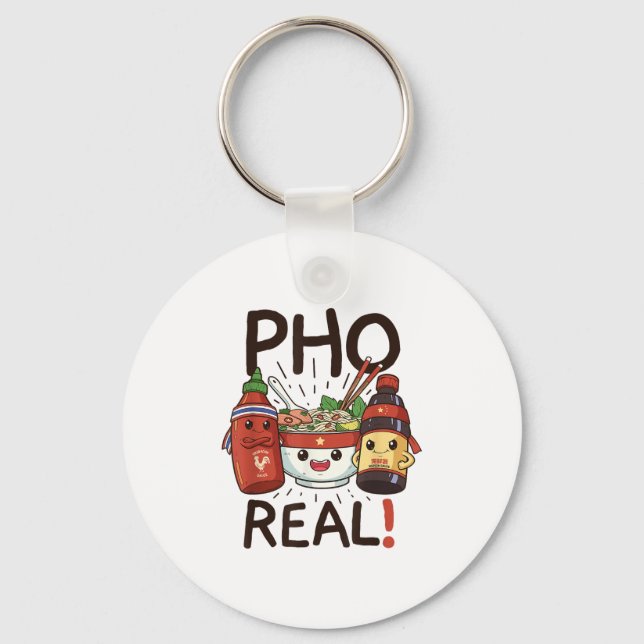 Funny Pho Threads Co. Fun Vietnamese Pho Noodle So Key Ring (Front)